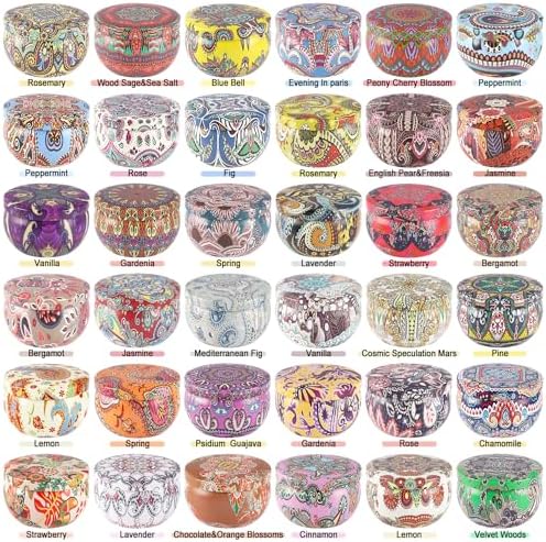 Scented Candles Gift Set of 36 25oz Travel Tins with Relaxing Scents