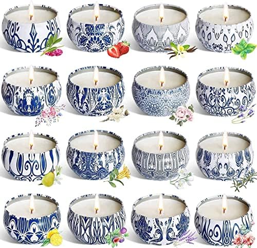 Set of 16 Travel Tin Jar Candles for Home