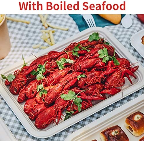 Bloomoon 50 Pack 14 Inch Food Trays Heavy Duty Disposable Plates