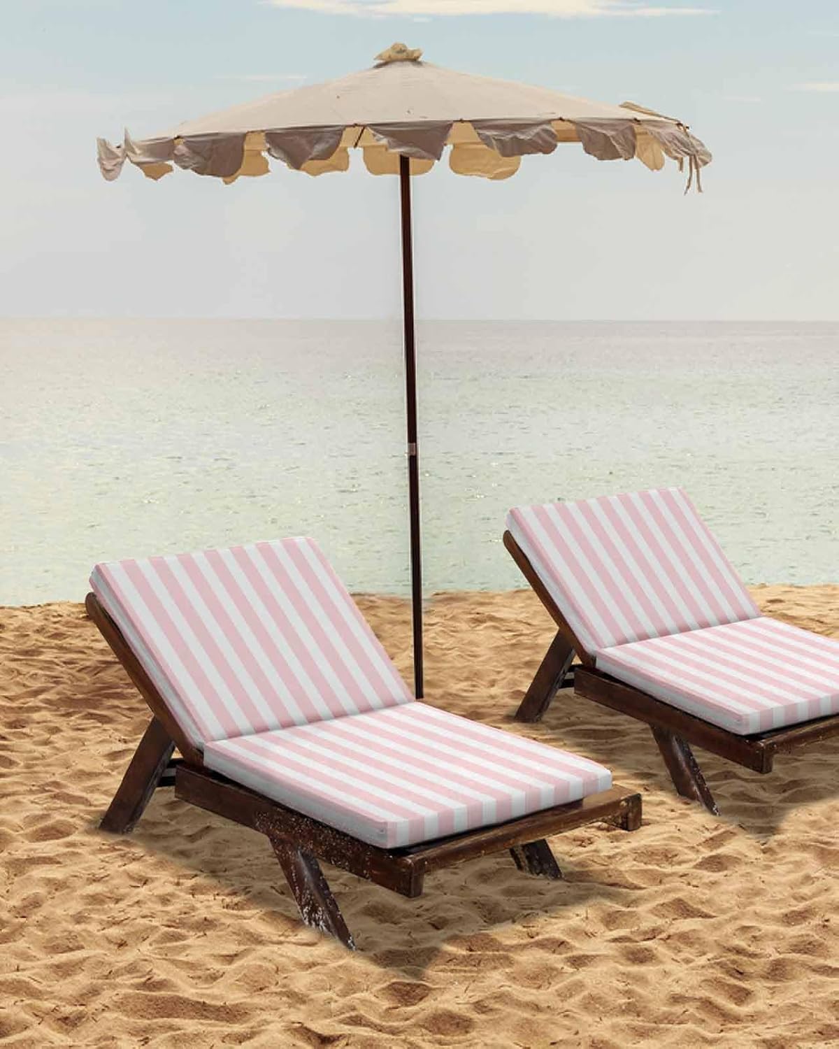 Pink Striped Outdoor Cushion Covers Set of 2 - Waterproof Slipcover