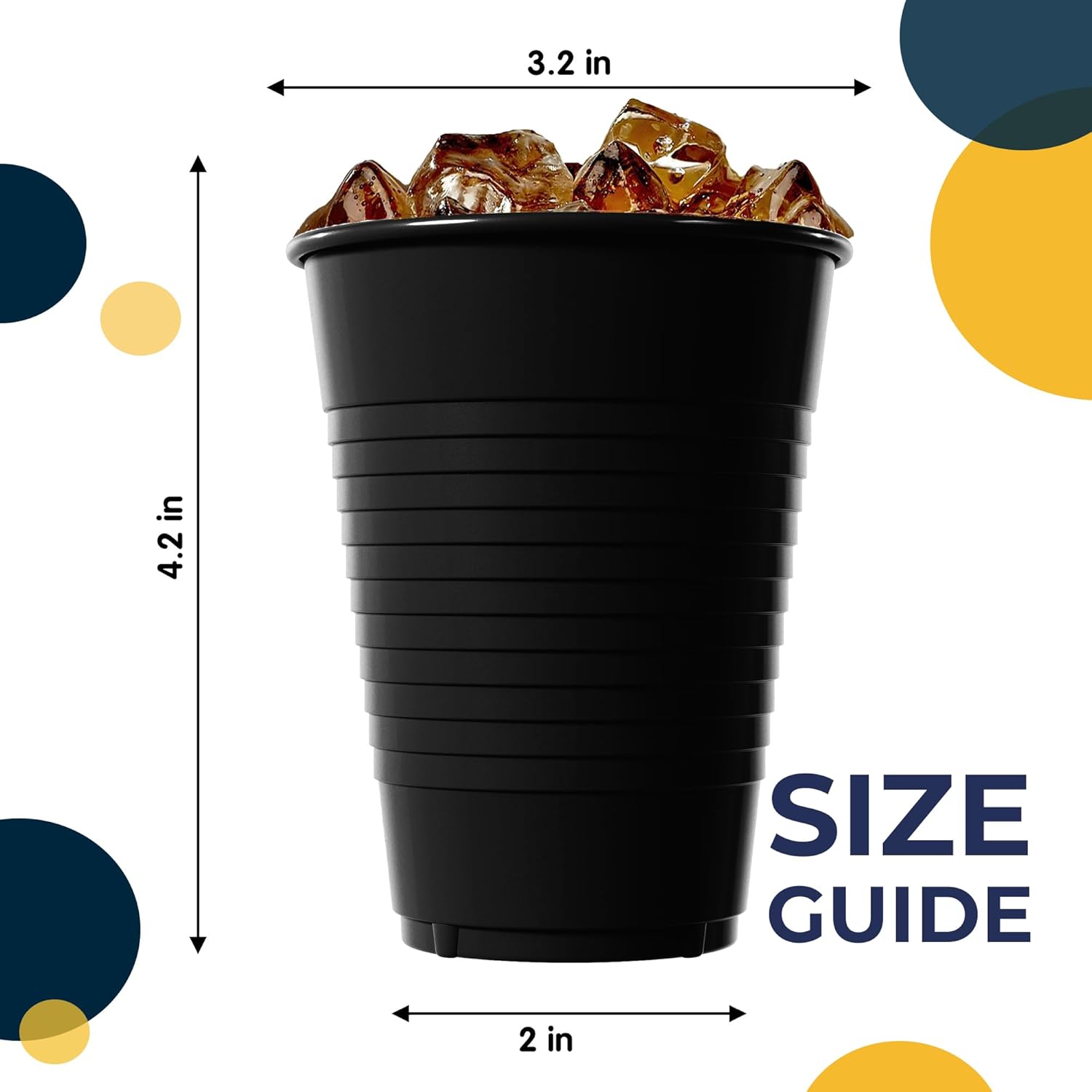 Exquisite 12 Oz Black Plastic Cups 50 Pack