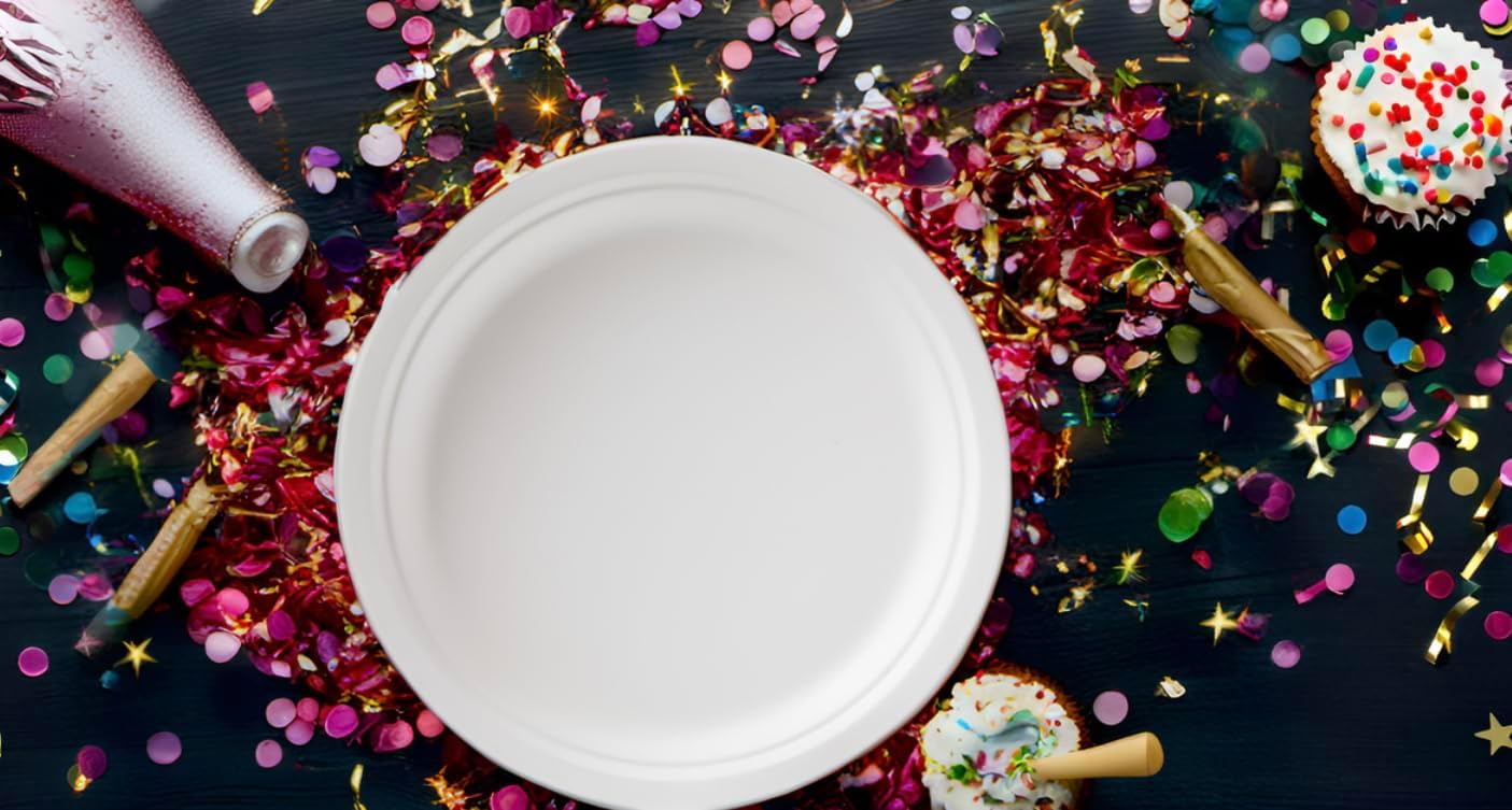 Susty Party 10-Inch Compostable Round Plates 50 Count