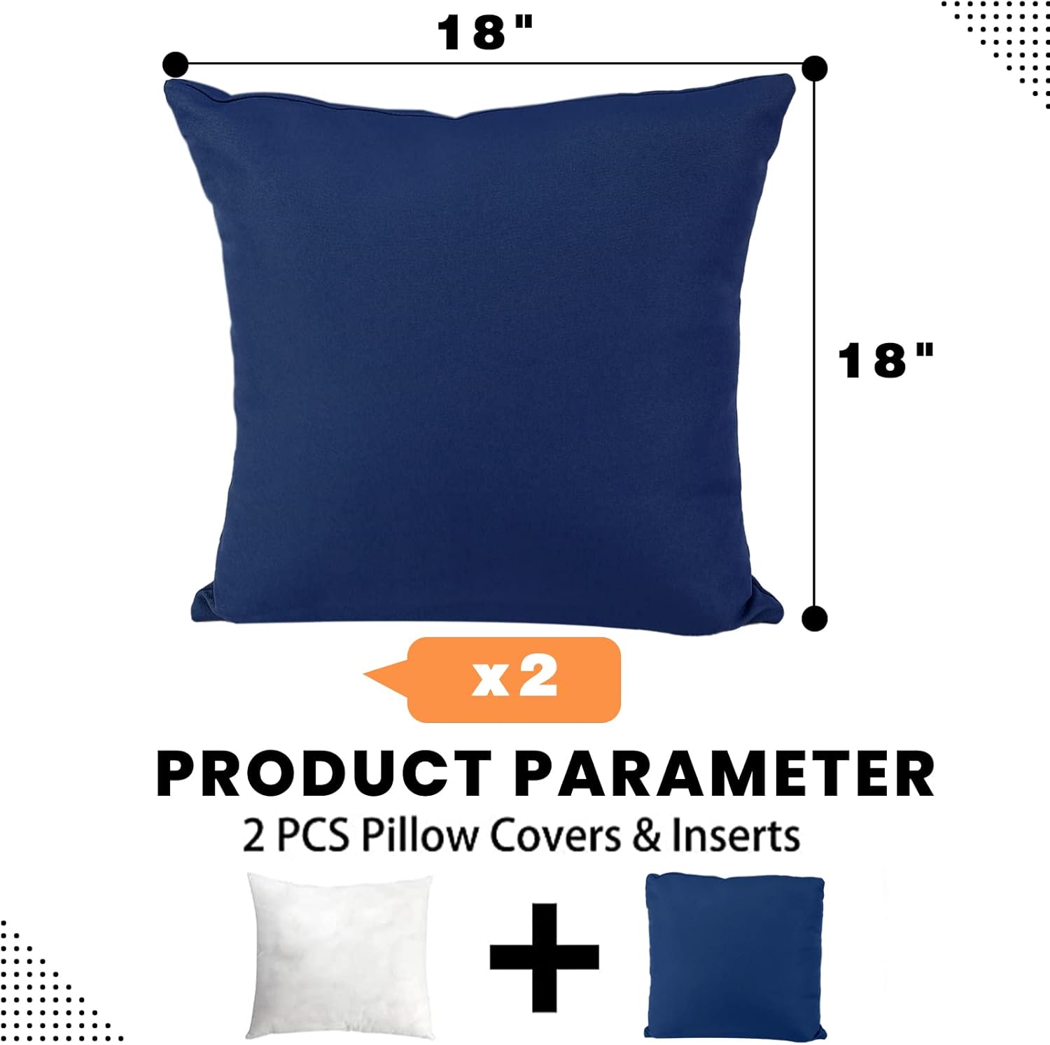 idee-home Outdoor Pillows Set of 2 Waterproof 18x18 inch