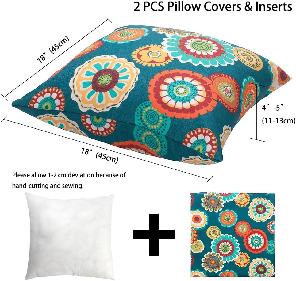 Magpie Fabrics Pack of 2 Waterproof Throw Pillow with Insert 18x18 Inch