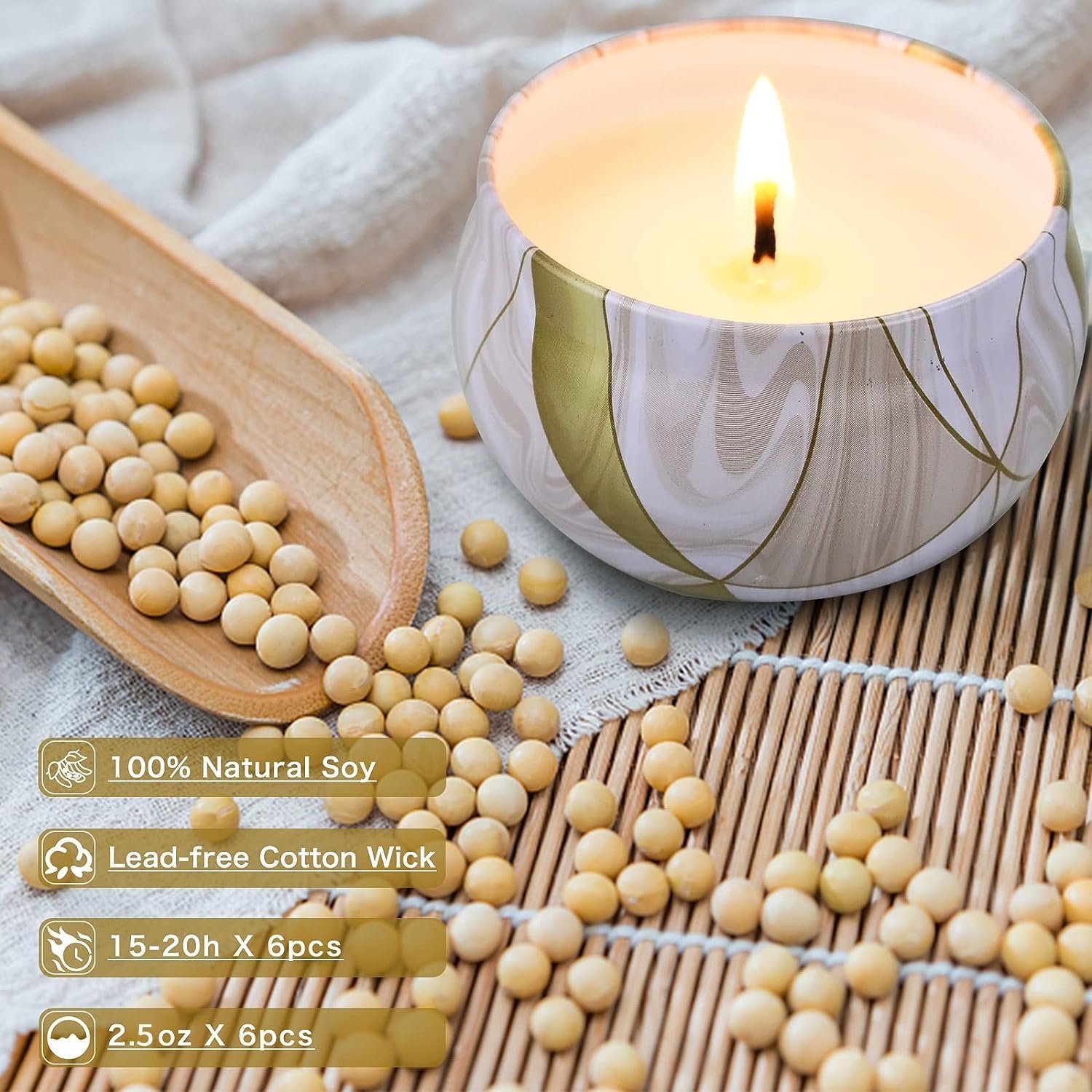 6 Pack Scented Candles Gift Set for Home Aromatherapy