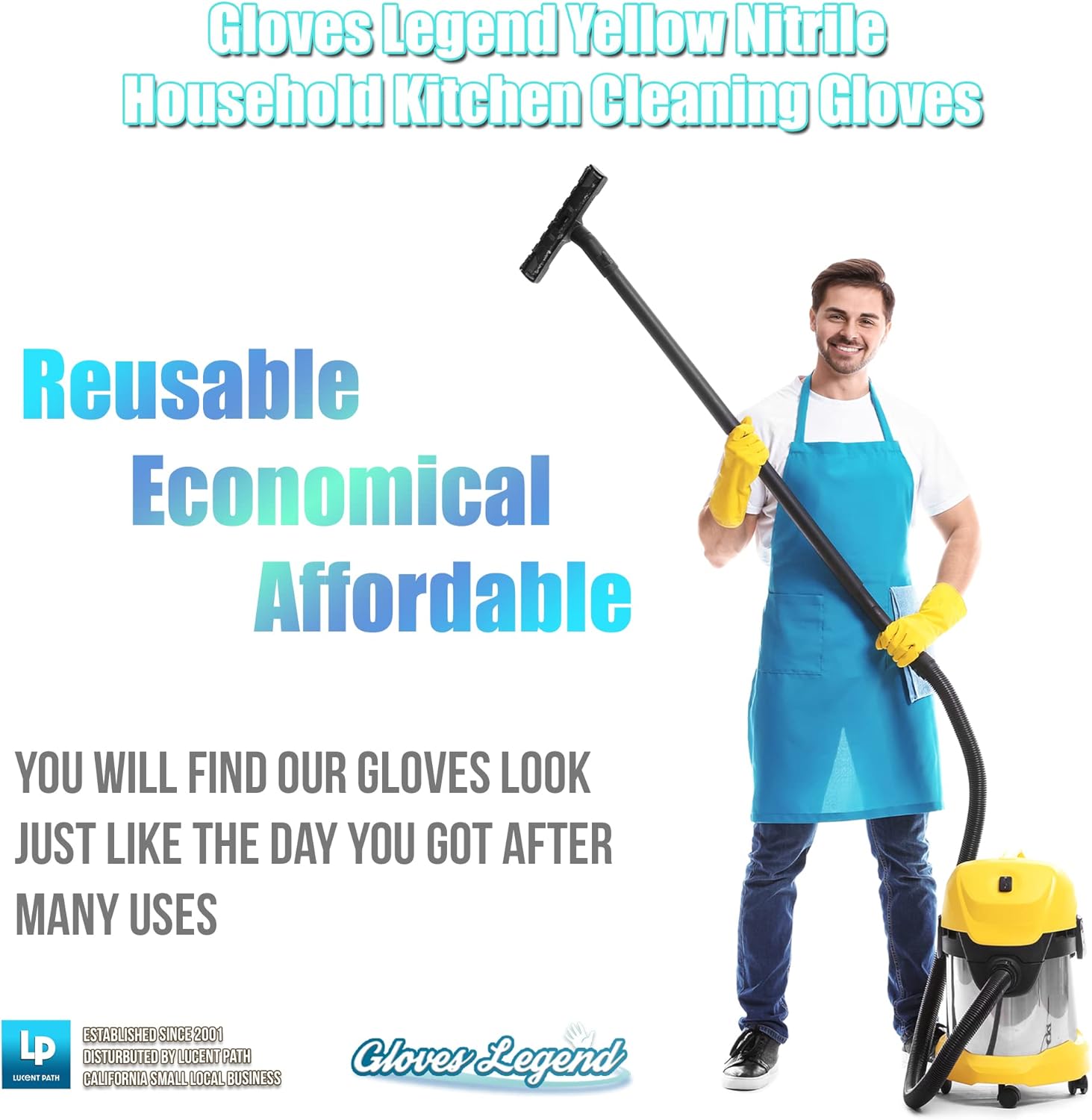 Yellow Reusable Kitchen Cleaning Gloves - Medium Small