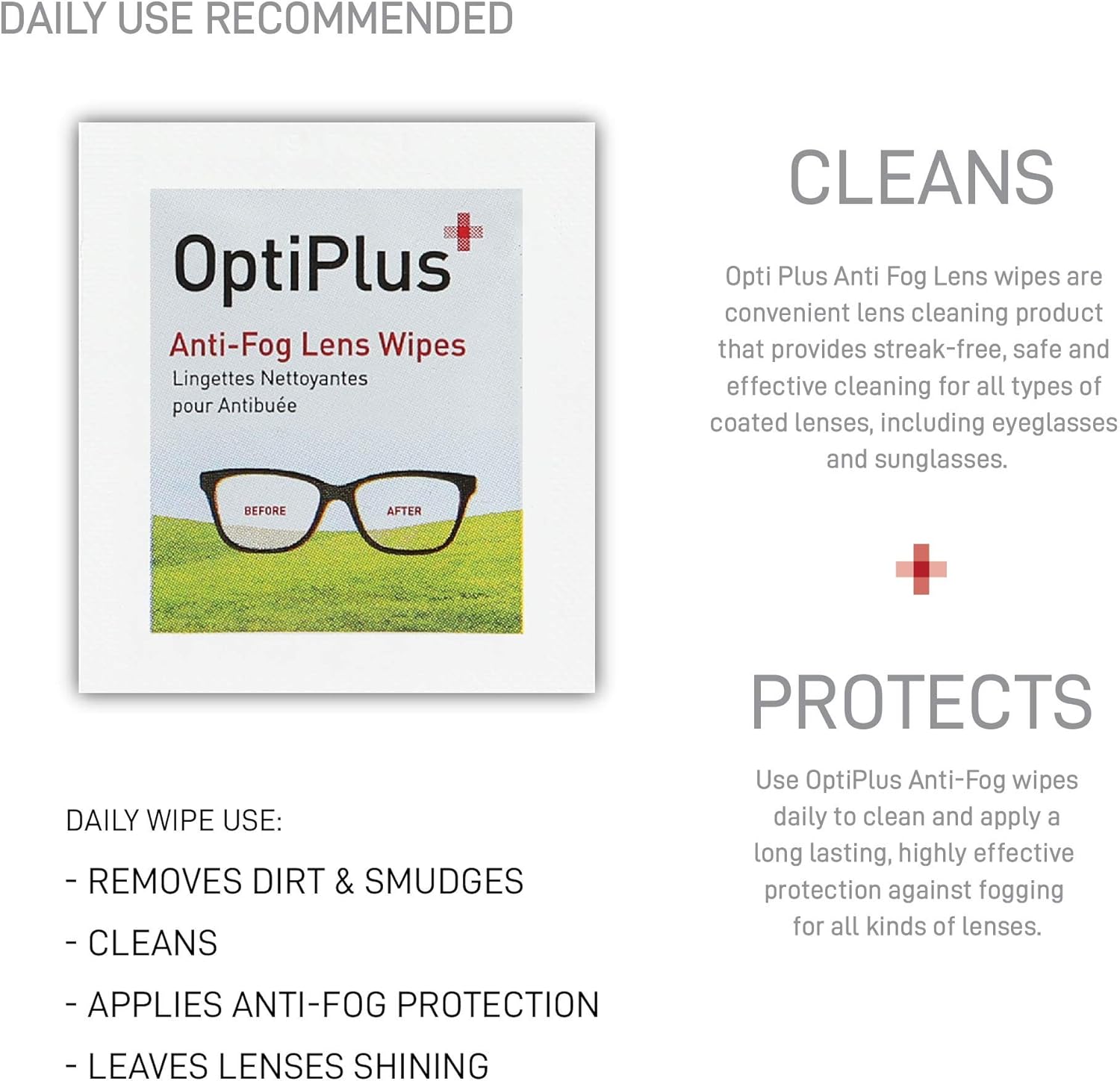 OptiPlus Anti-Fog Lens Wipes - Quick Dry Scratch Free
