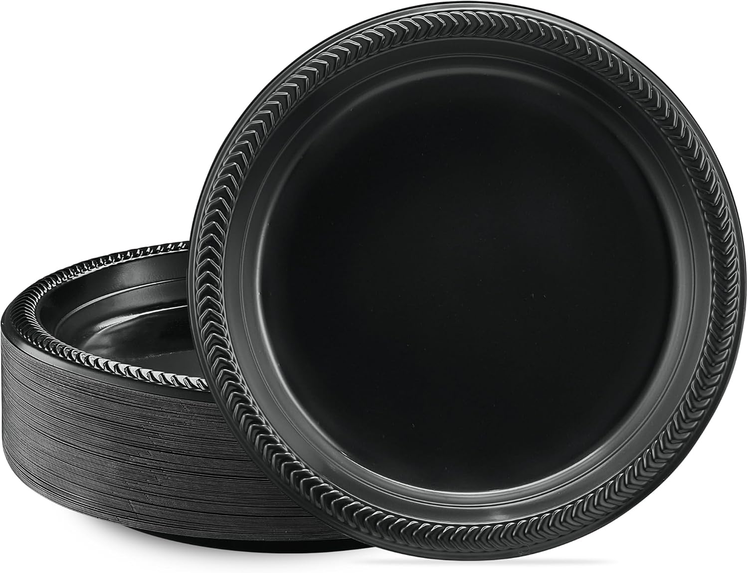 PLASTICPRO 100 Pcs Black Plastic Plates 9 Inch Disposable