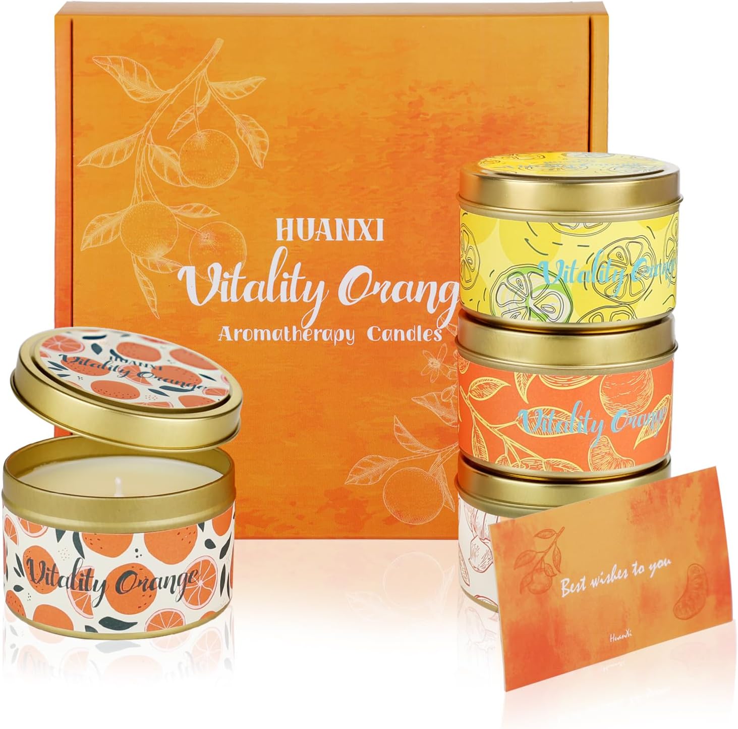 HUANXI Orange Scented Candles Gift Set 4 Pack