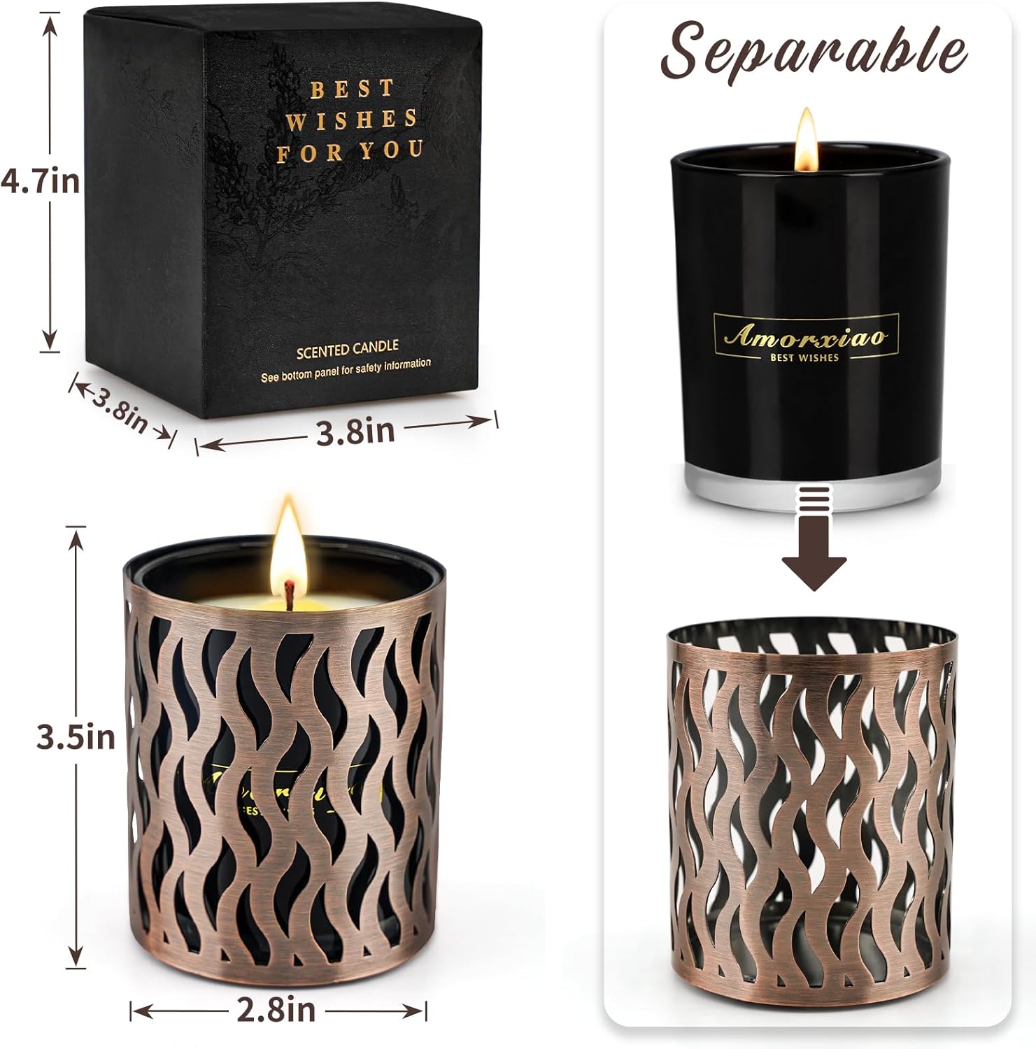 6 Pack Scented Candles Set for Men with Gift Box