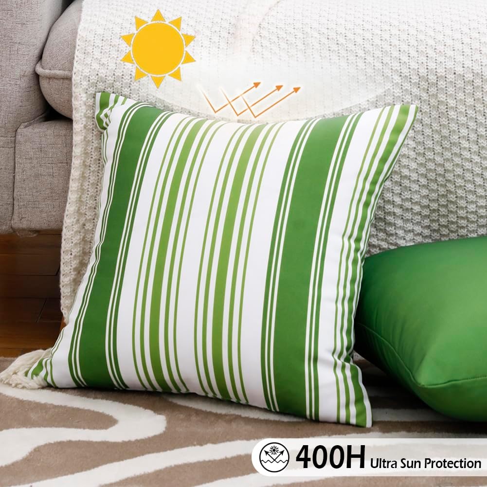 CARRIE HOME Waterproof 18x18 Green Pillow Covers Set of 4