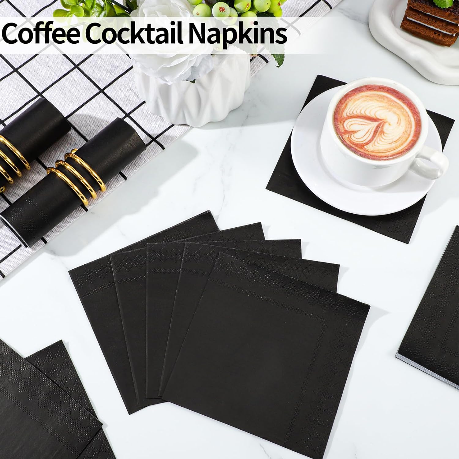 120 Pcs Black Cocktail Napkins for Parties