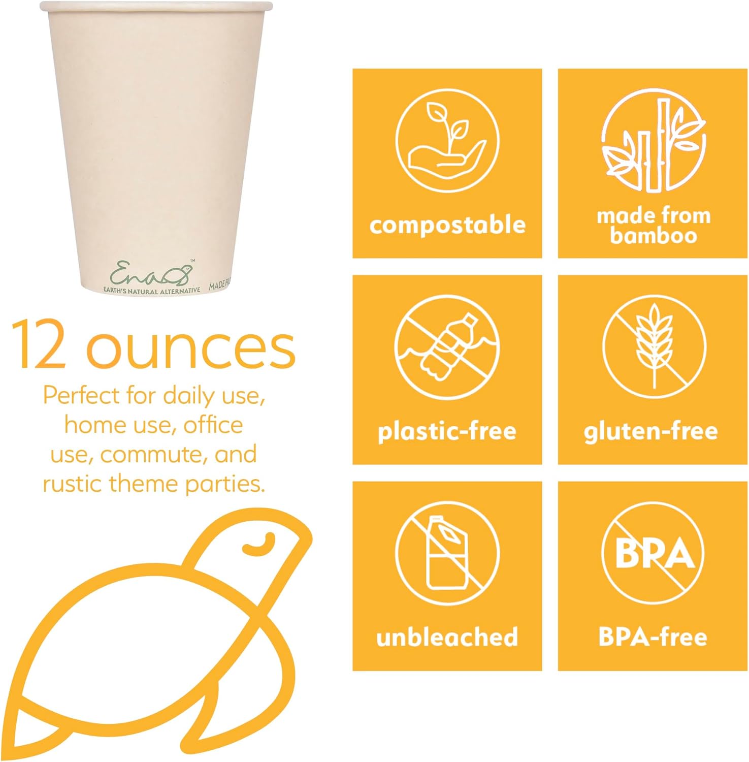 100 Compostable Bamboo Coffee Cups 80 Pack