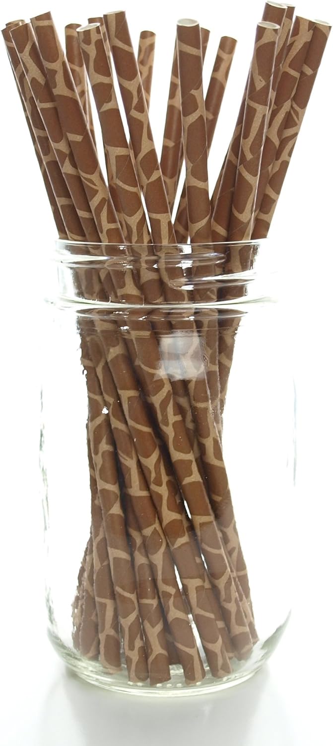 Food With Fashion Giraffe Print Straws - 25 Pack