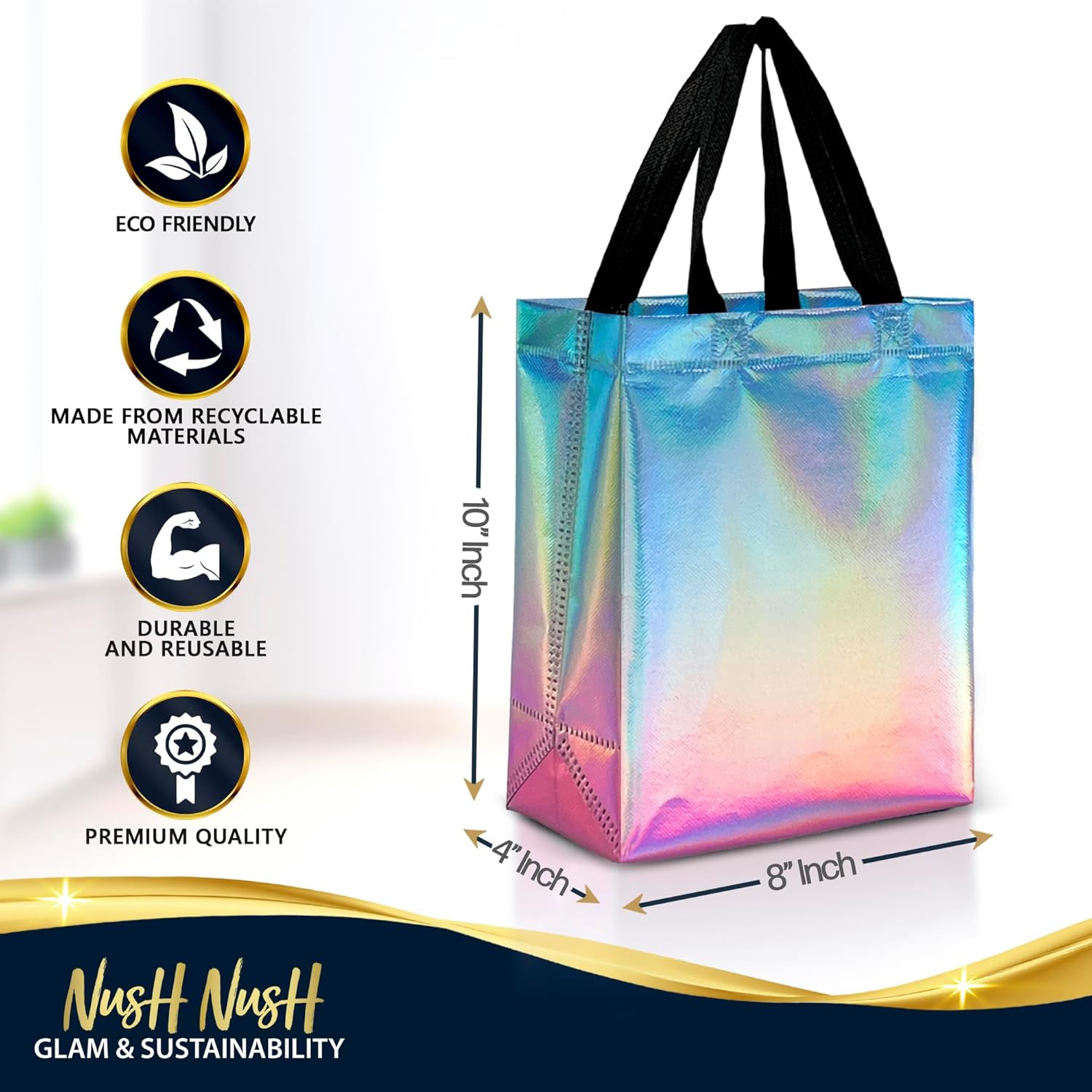 Nush Nush Gradient Bags Medium Set of 12 Aqua to Pink Reusable