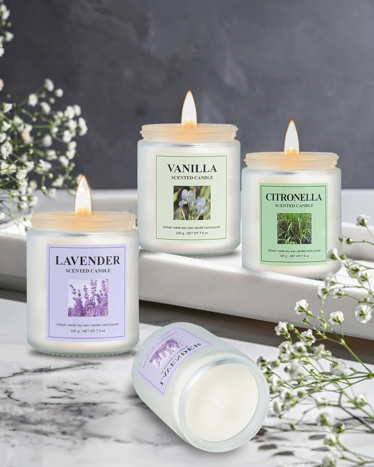 Lavender Sage Citronella Aromatherapy Candle Set 4 Pack