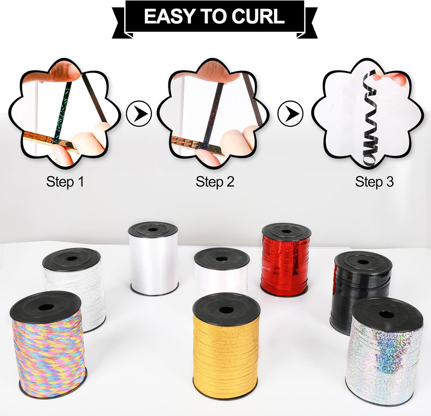 500 Yard Black Shiny Curling Ribbon for Gift Wrapping