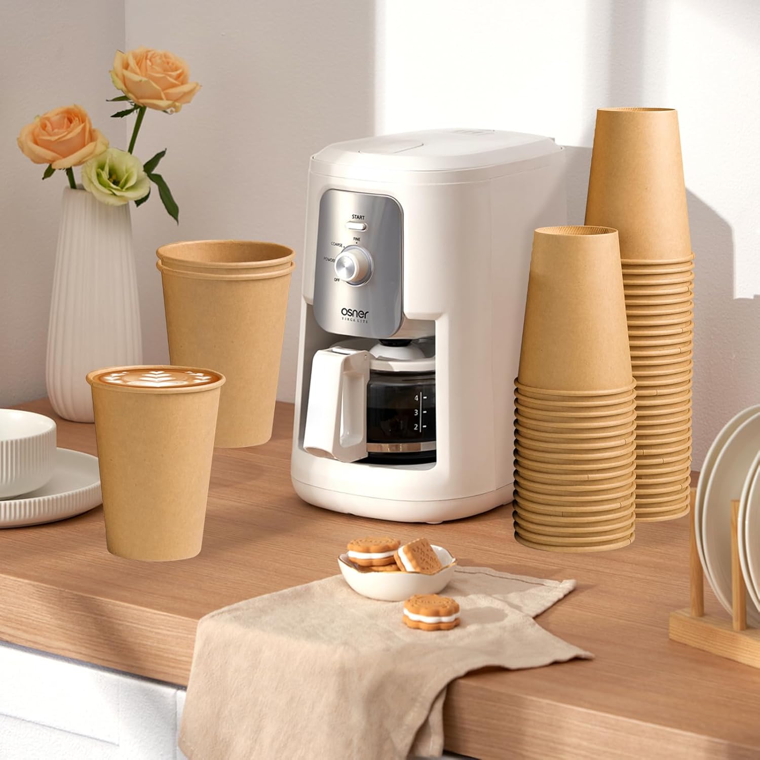 180 Pack 12 OZ Brown Kraft Paper Cups for Events