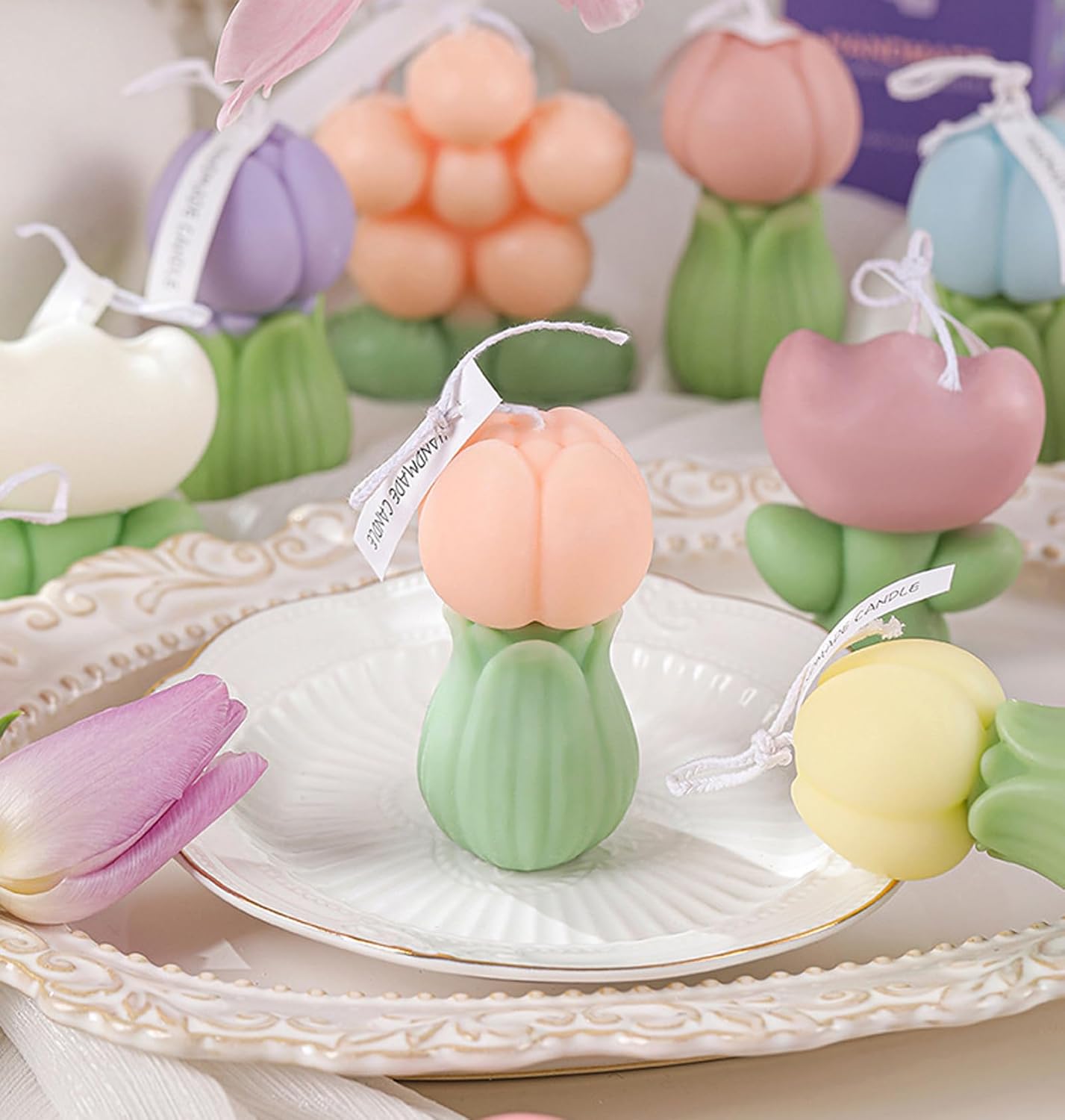 Tulip Flower Shaped Soy Wax Aromatherapy Candle Pink