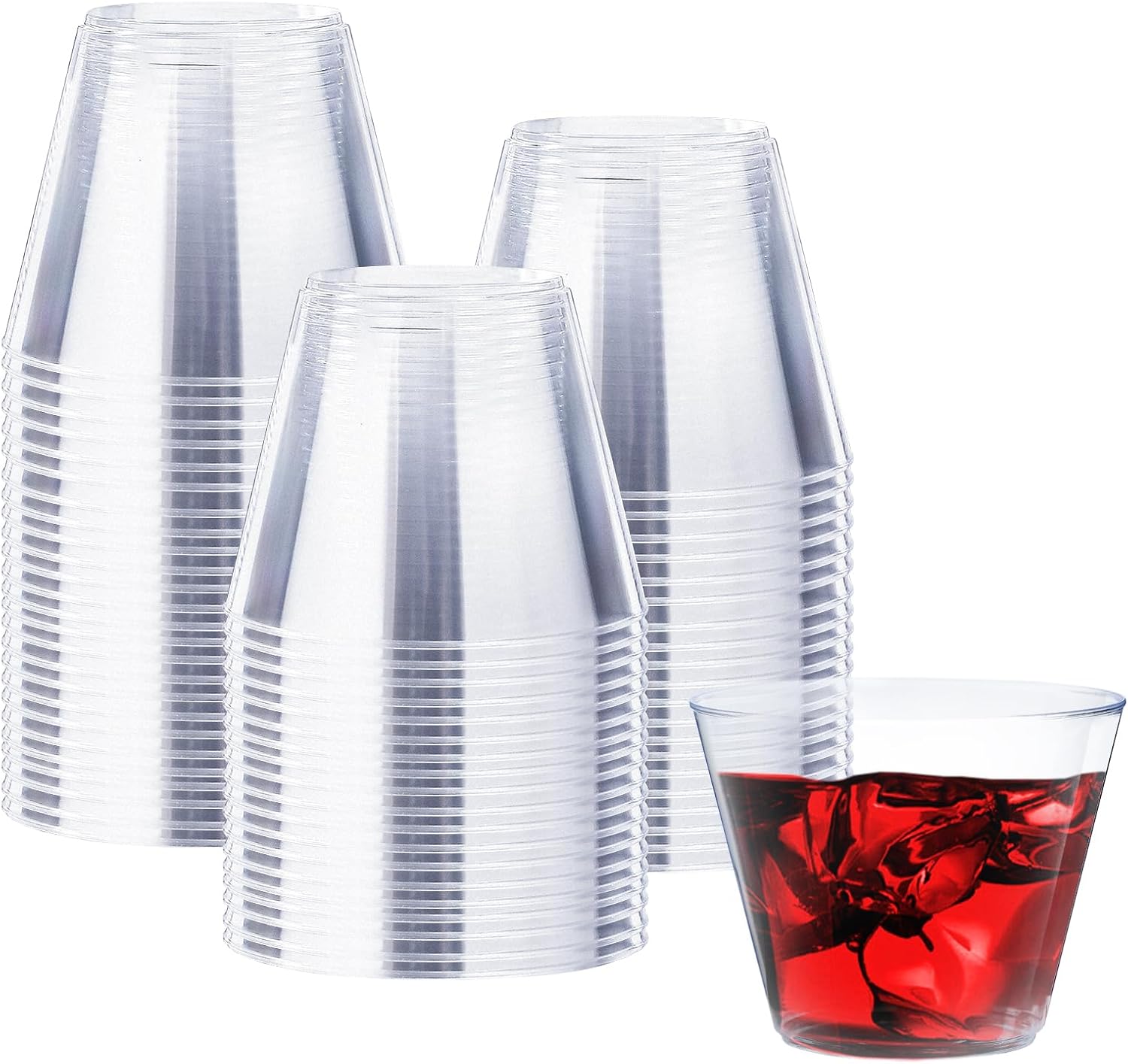 9 Oz Clear Plastic Cups 100 Pack for Events