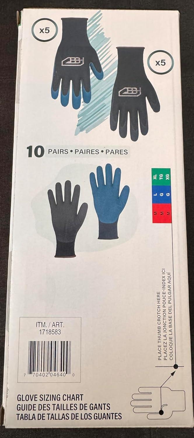 Heavy Duty Latex Coated Gloves 10 Pack XL