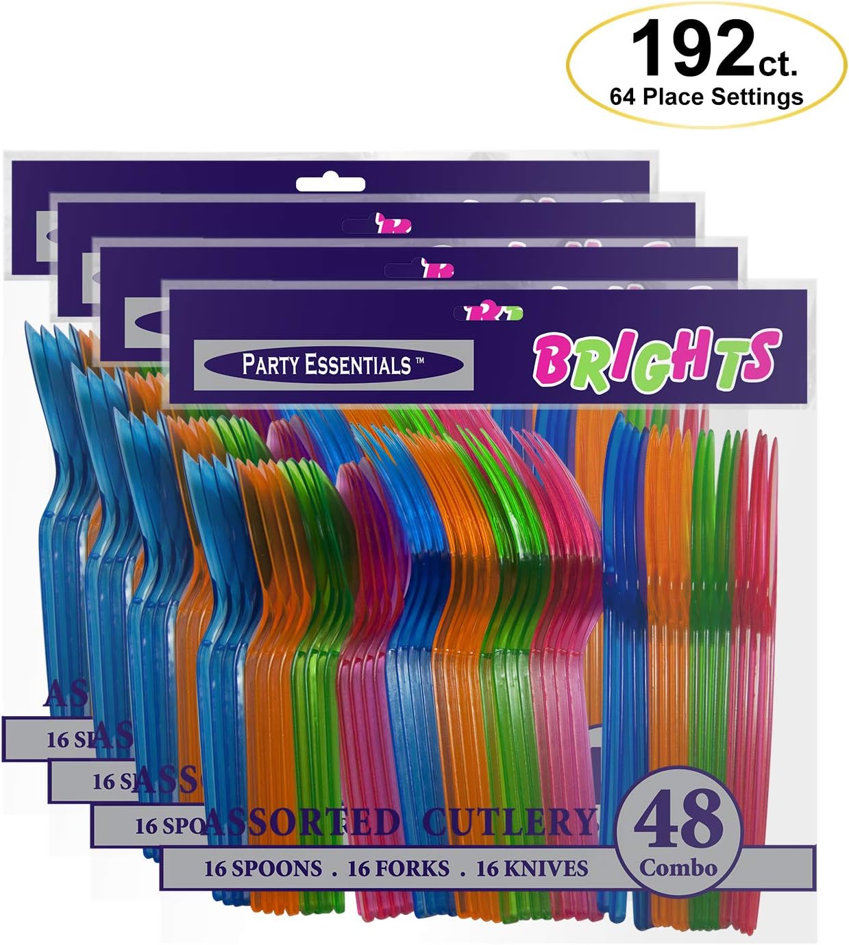Party Essentials Hard Plastic Cutlery Combo Pack 64 Place Settings