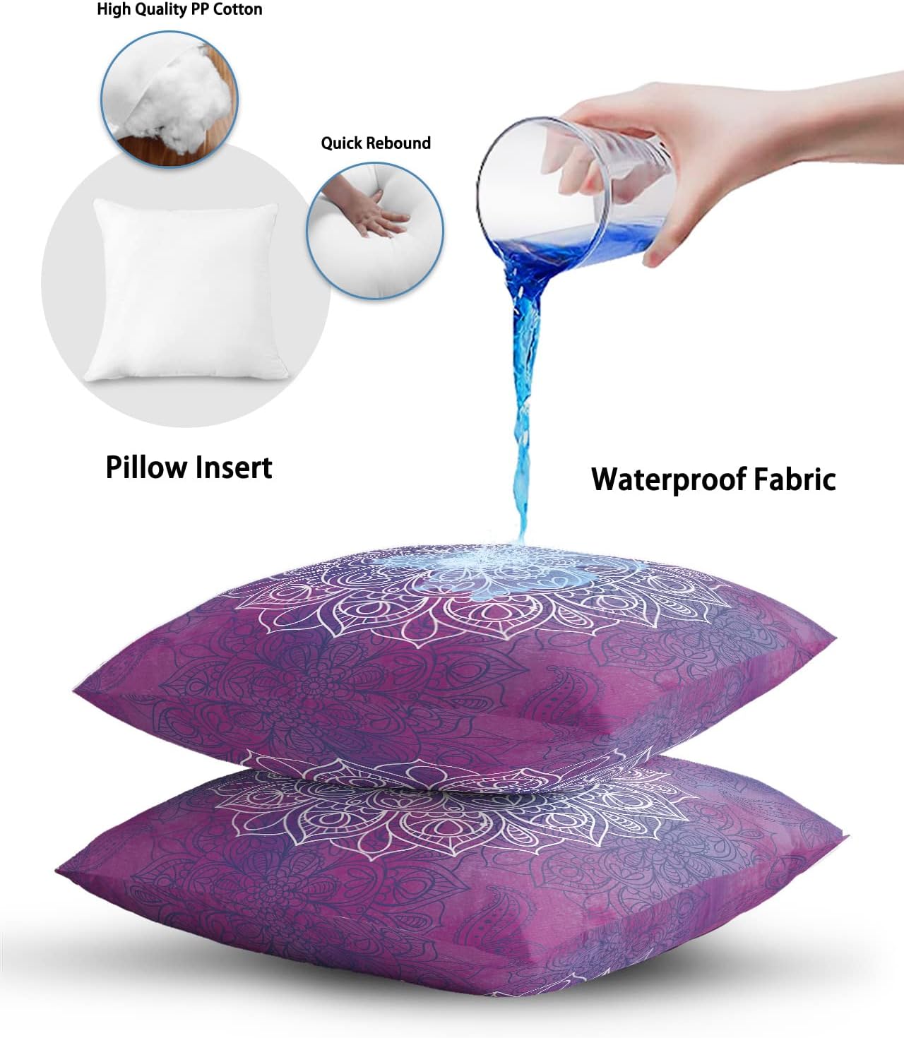 Chees D Zone Waterproof Throw Pillow Pack of 1 with Mandala Design