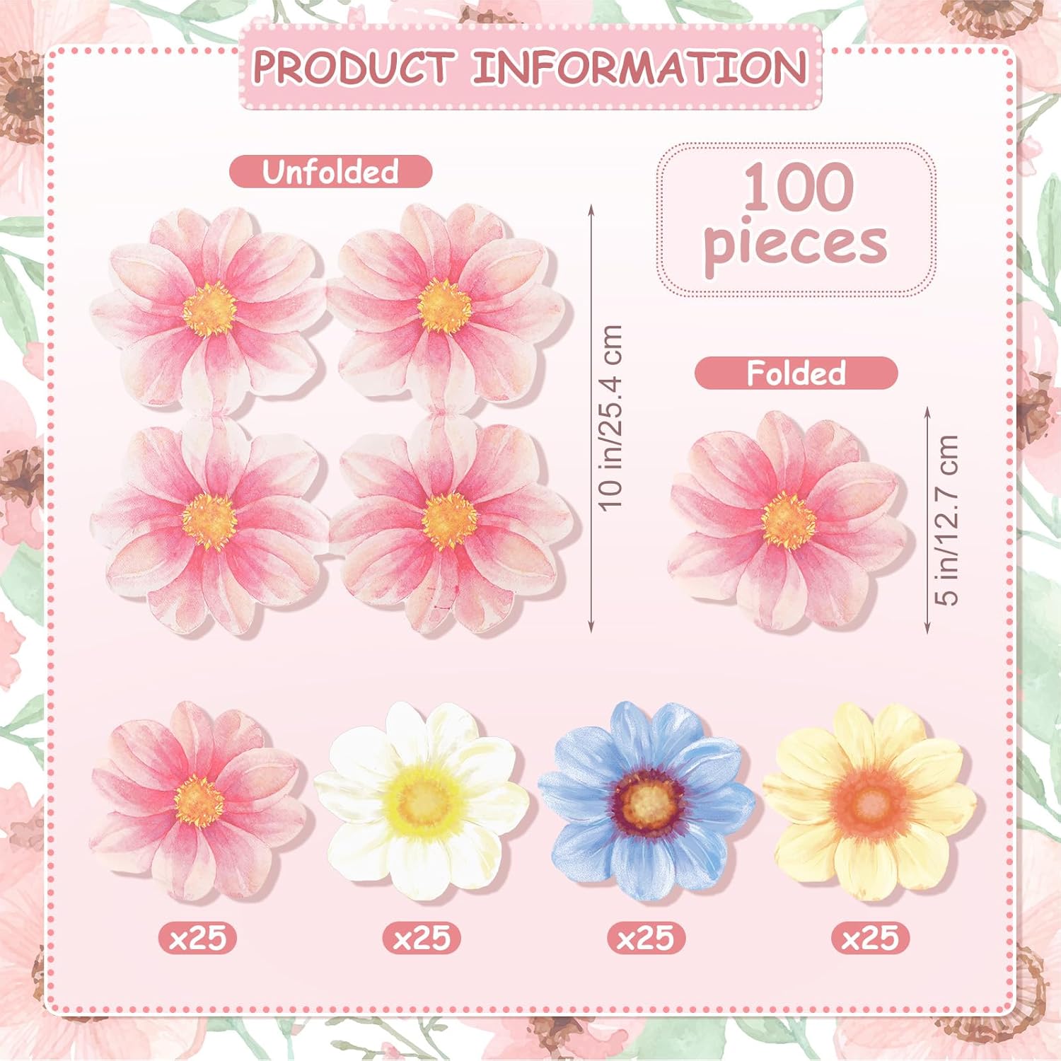 Qilery 100 Pcs Flower Shaped Napkins for Parties
