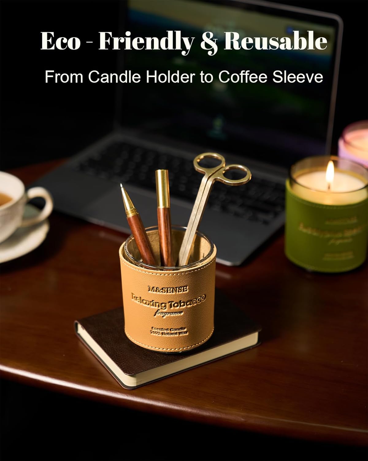 MSENSE Cinnamon Tobacco Scented Candle 10oz 42-Hour Burn