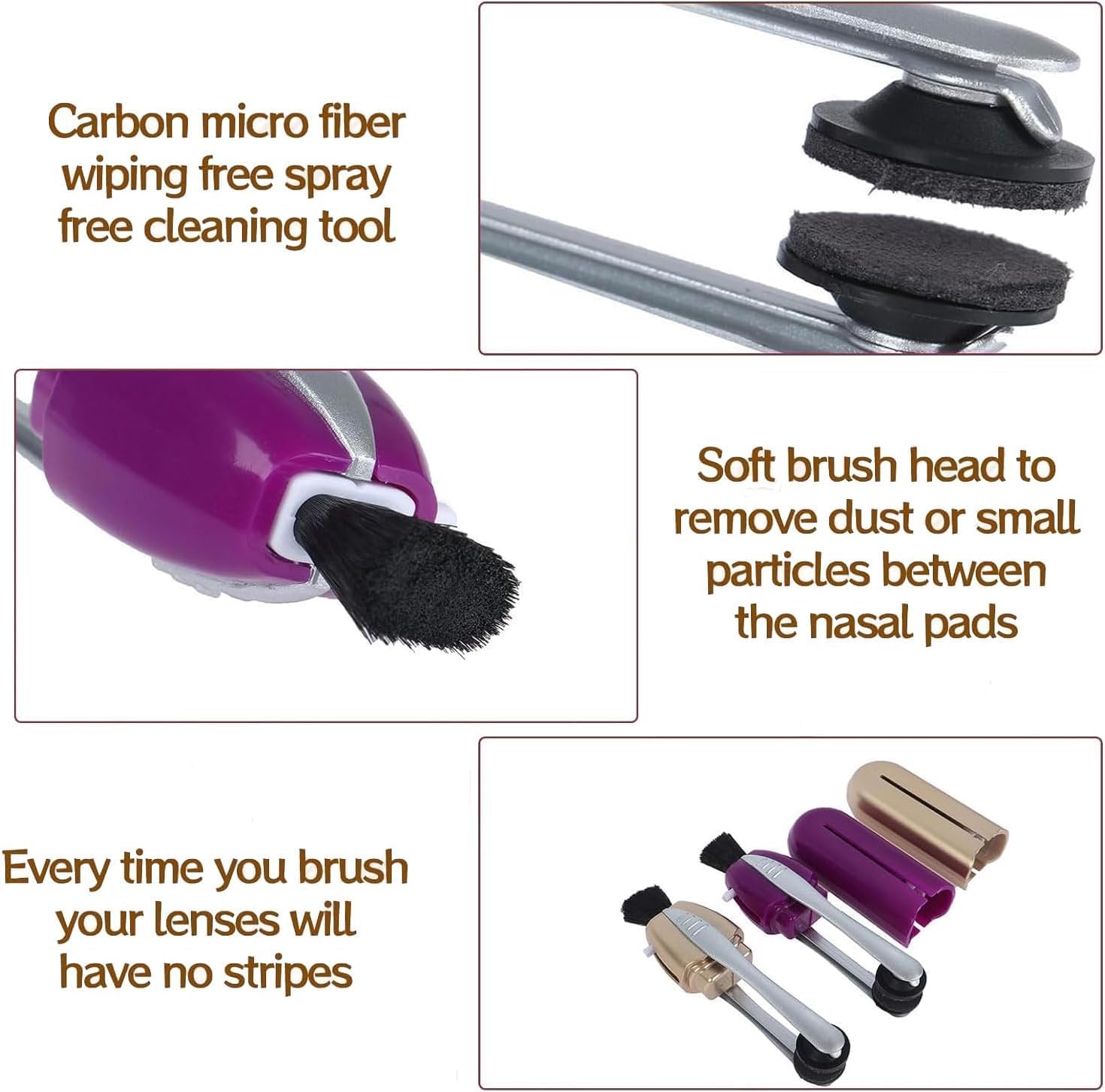 3Pcs Glasses Cleaner Kit with Microfiber and Brush