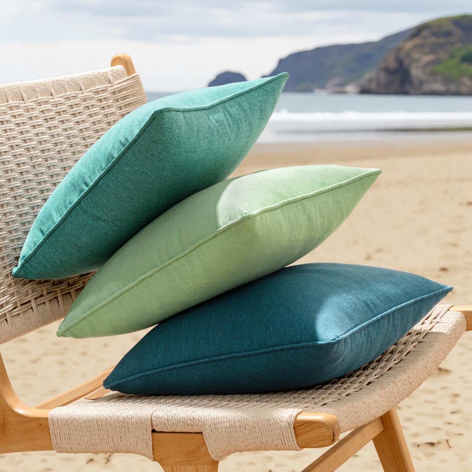 EMEMA 2 Pack Waterproof Outdoor Throw Pillow Covers 12x20 Inch Turquoise