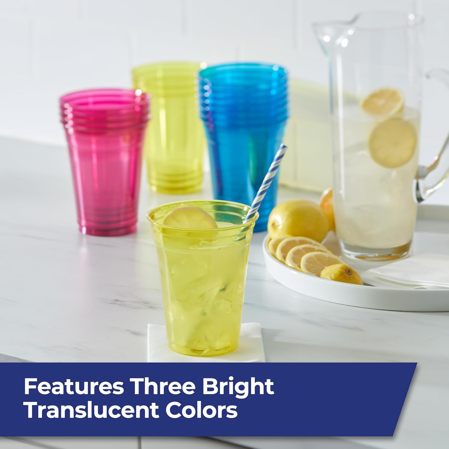 Hefty Tinted Plastic Cups 18 Ounce 54 Count