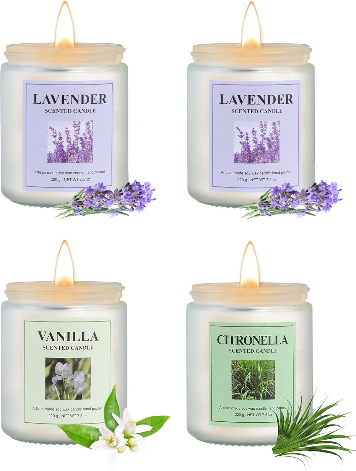 Lavender Sage Citronella Aromatherapy Candle Set 4 Pack
