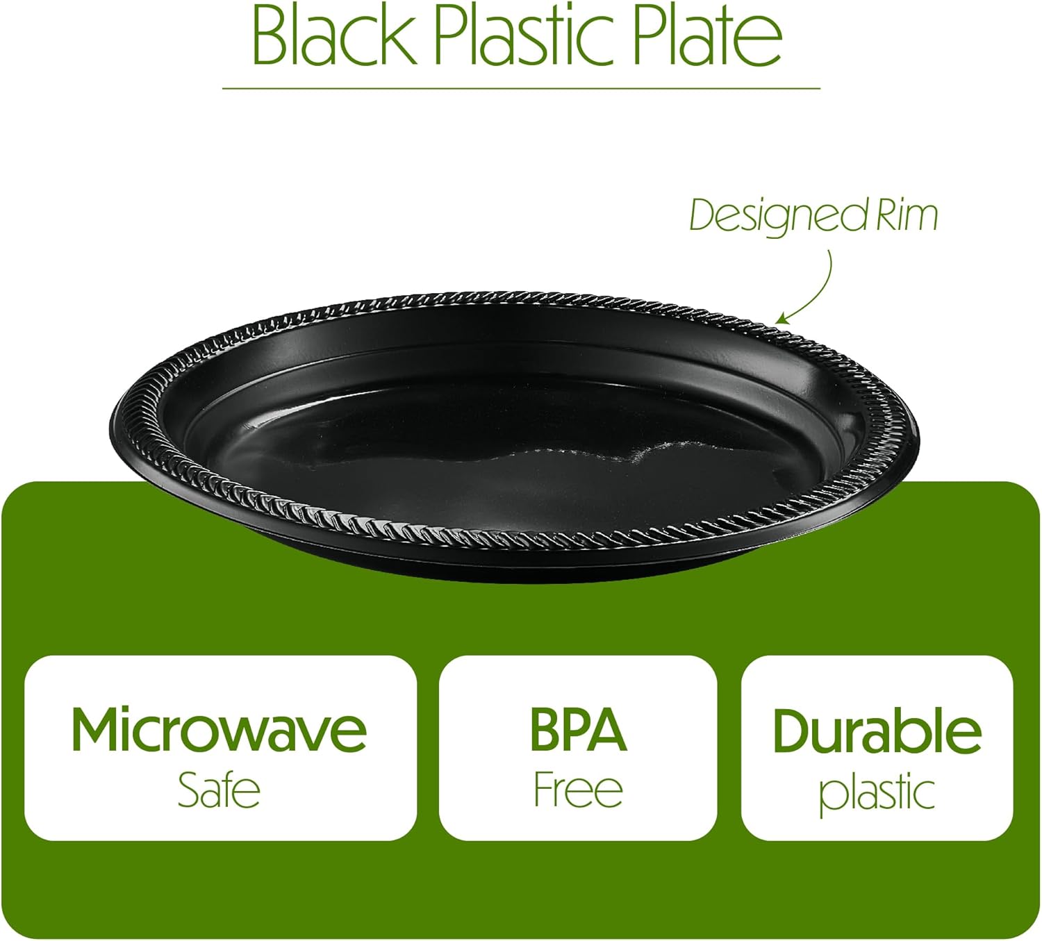 PLASTICPRO 100 Pcs Black Plastic Plates 9 Inch Disposable