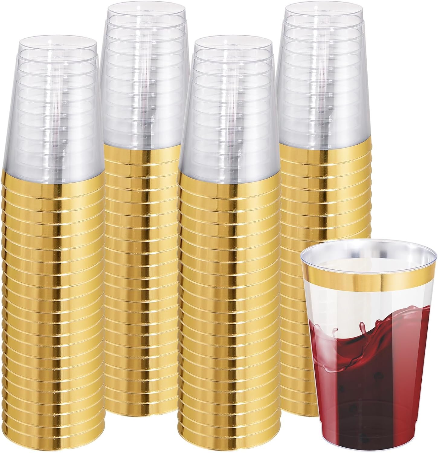 100 Pack 12 Oz Gold Plastic Cups for Parties and Weddings