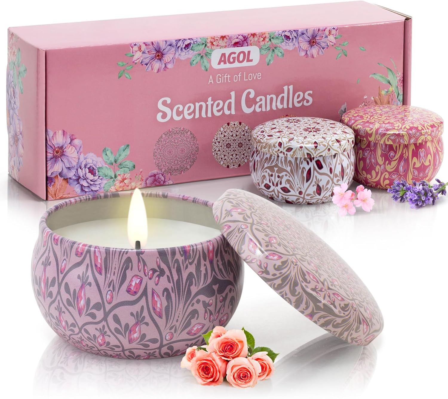 AGOL 3 Pack Aromatherapy Candles for Women