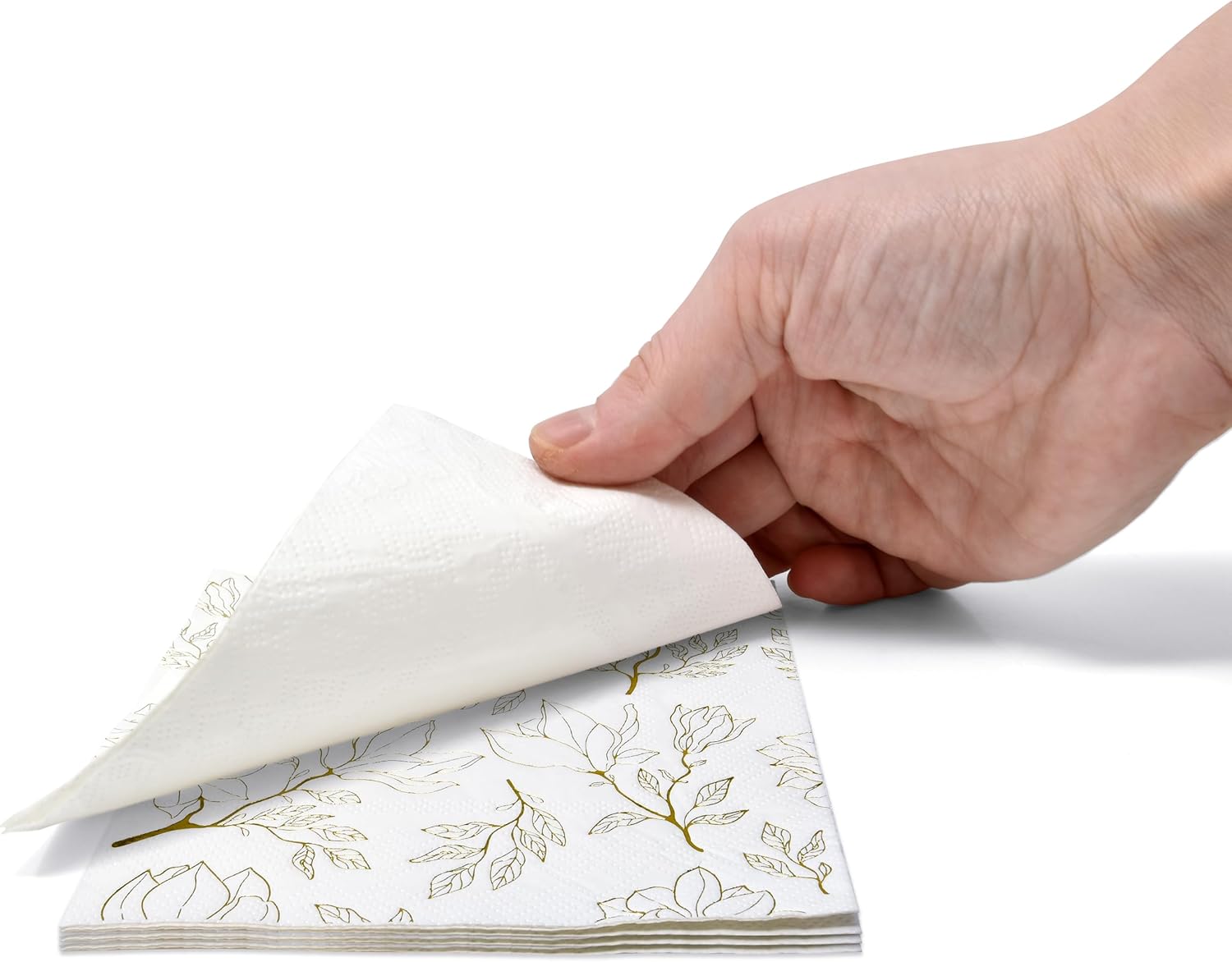 Gift Boutique Floral Napkins Gold White Disposable 10x10 Inches