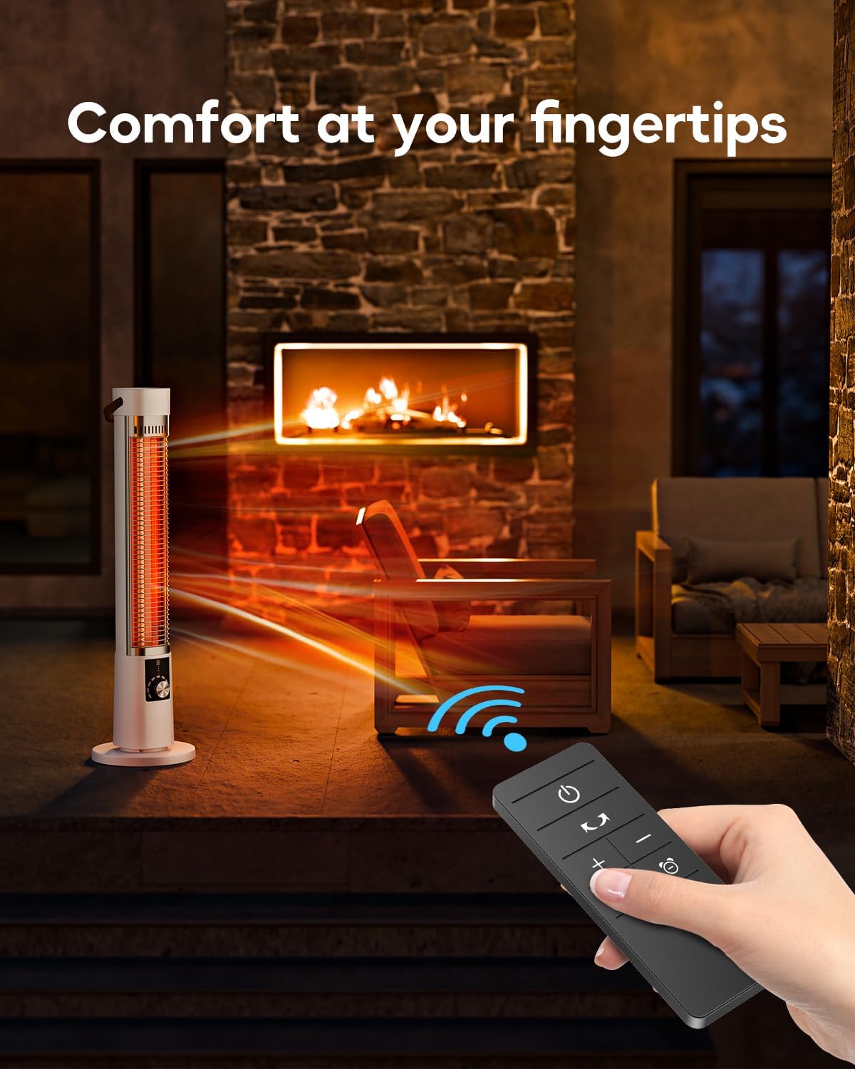 Aerozy Portable Infrared Heater with 60-Degree Oscillation and Remote Control