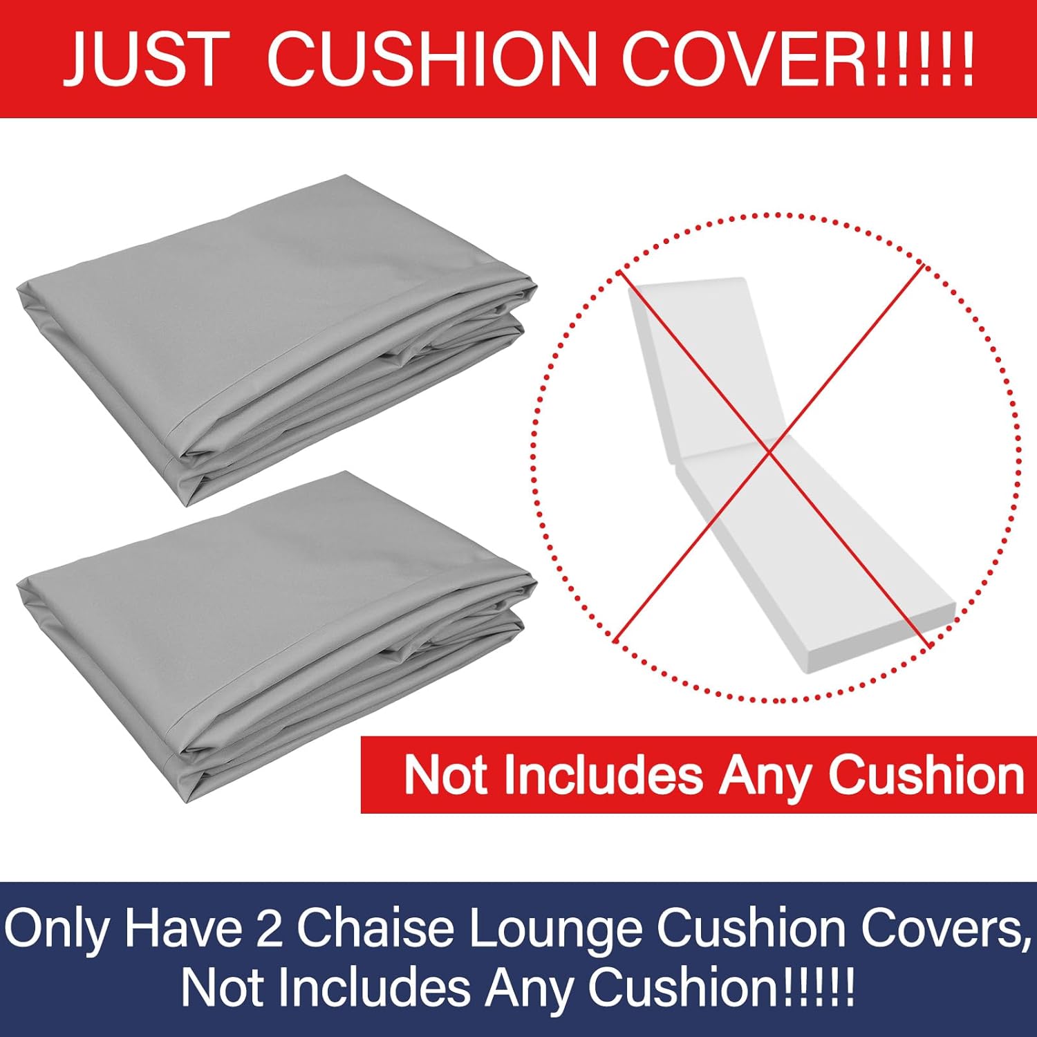 FuWeave 2 Pcs Waterproof Chaise Lounge Cushion Covers