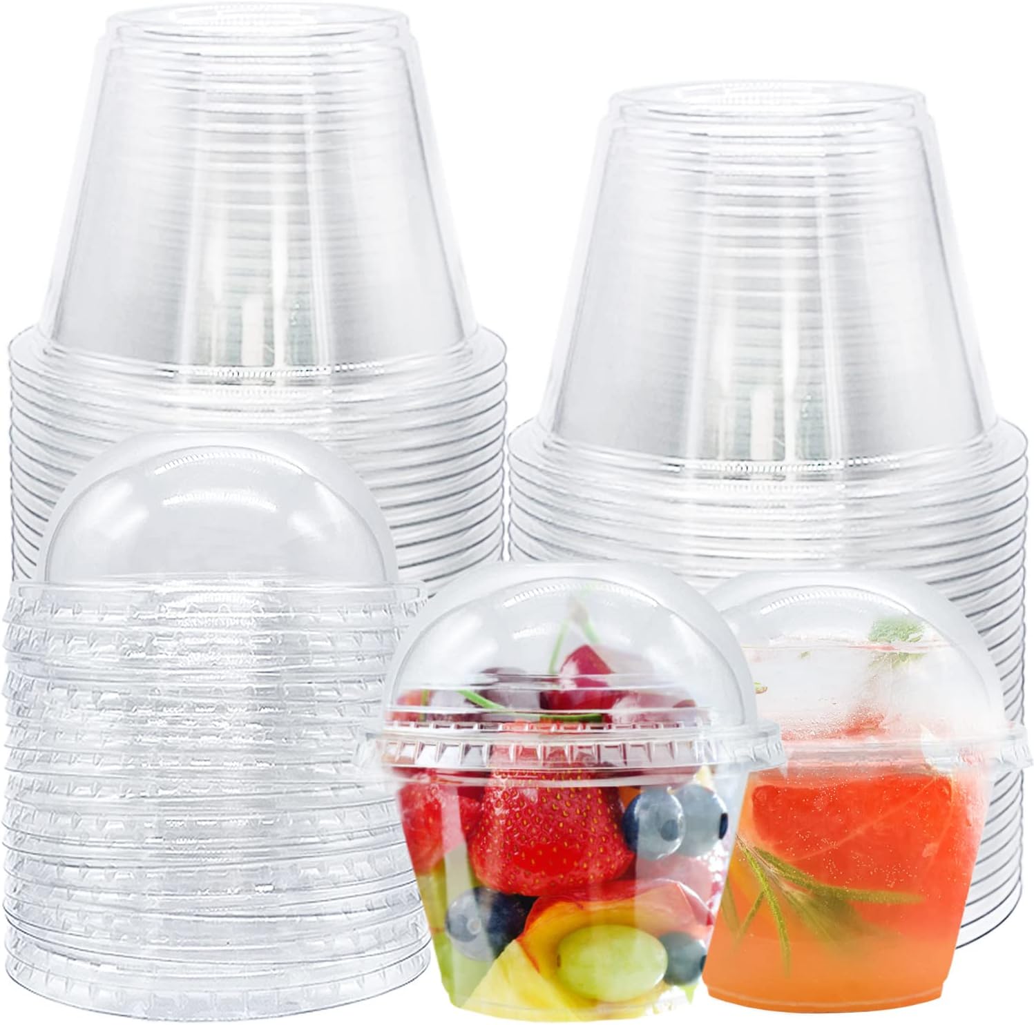 Clear Plastic Cups with Lids 6 oz - 50 Pack Party Dessert Cups
