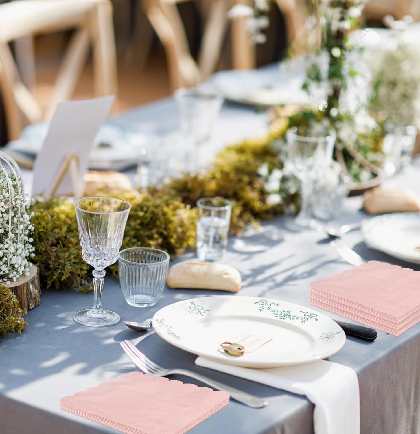 50 Pack 3-Ply Light Pink Cocktail Napkins