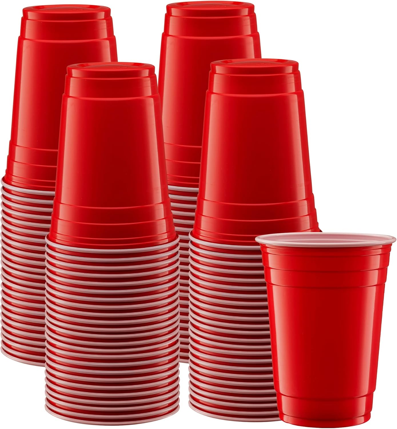 Gusto 18 oz Red Plastic Cups 100 Count for Parties