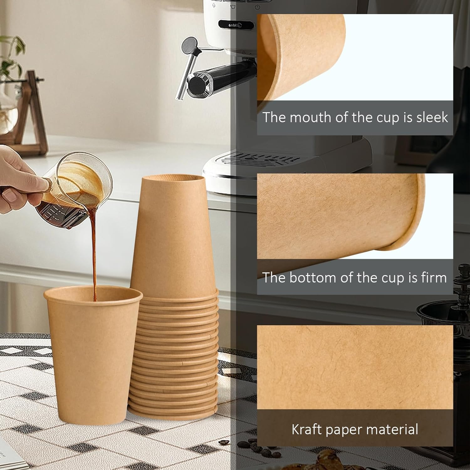 180 Pack 12 OZ Brown Kraft Paper Cups for Events