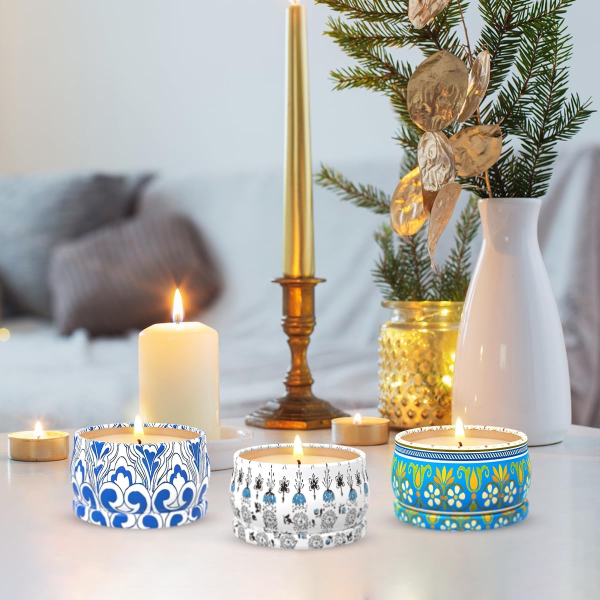 HILAYUN Scented Candles Gift Set 3-Pack Soy Wax Candles