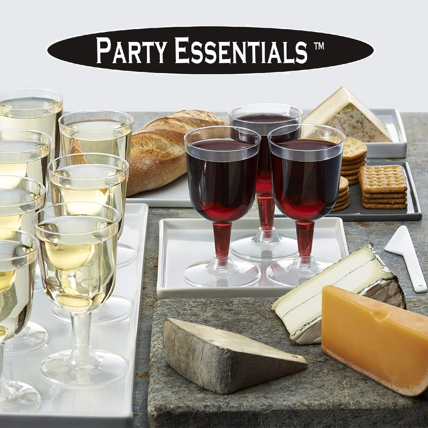 Party Essentials Hard Plastic Wine Glasses 55 Ounce Pack of 50