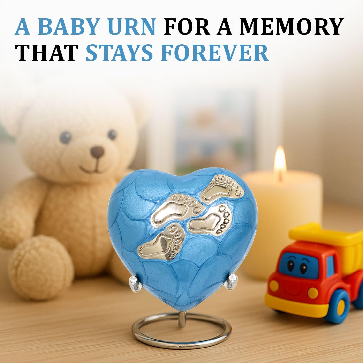 Baby Urns for Ashes Boy Girl - Heart Shaped Mini Urn with Stand