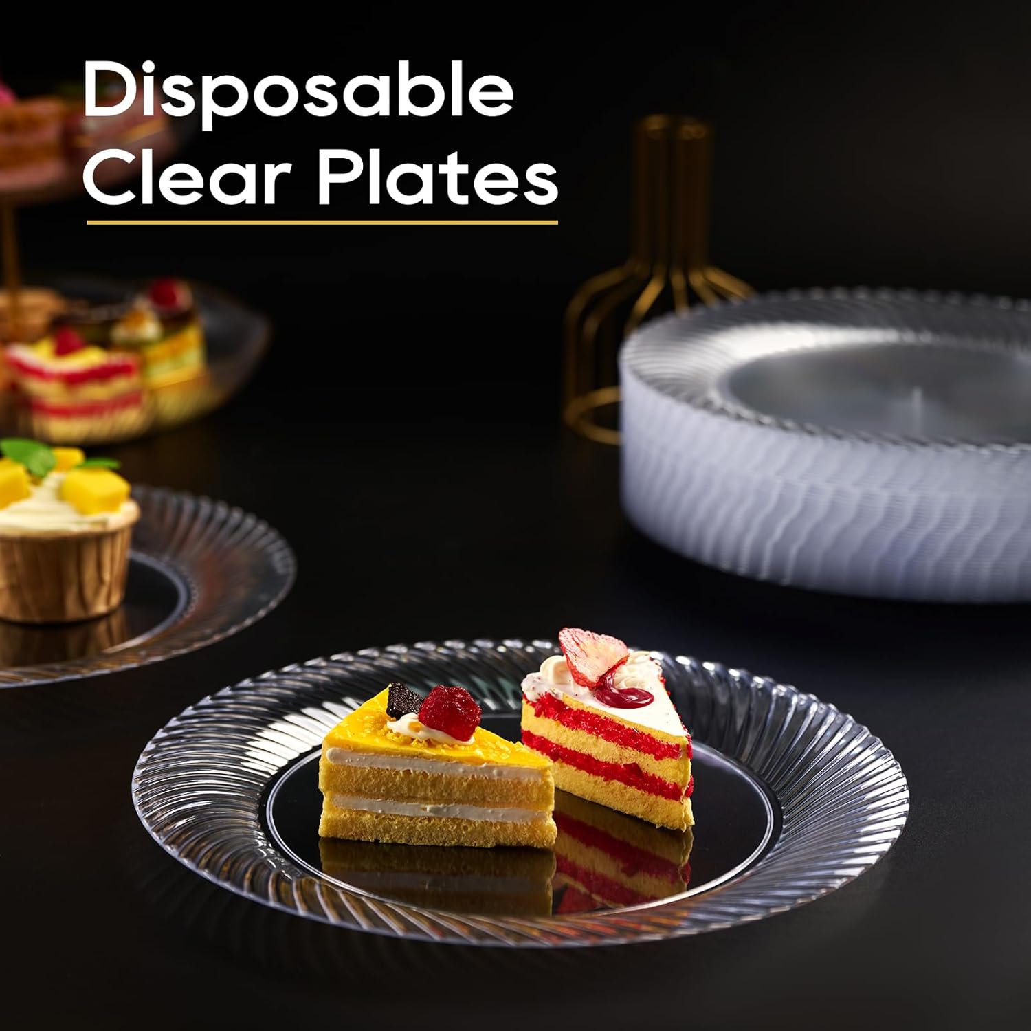 FOCUSLINE 10 Inch Clear Plastic Plates 100 Count