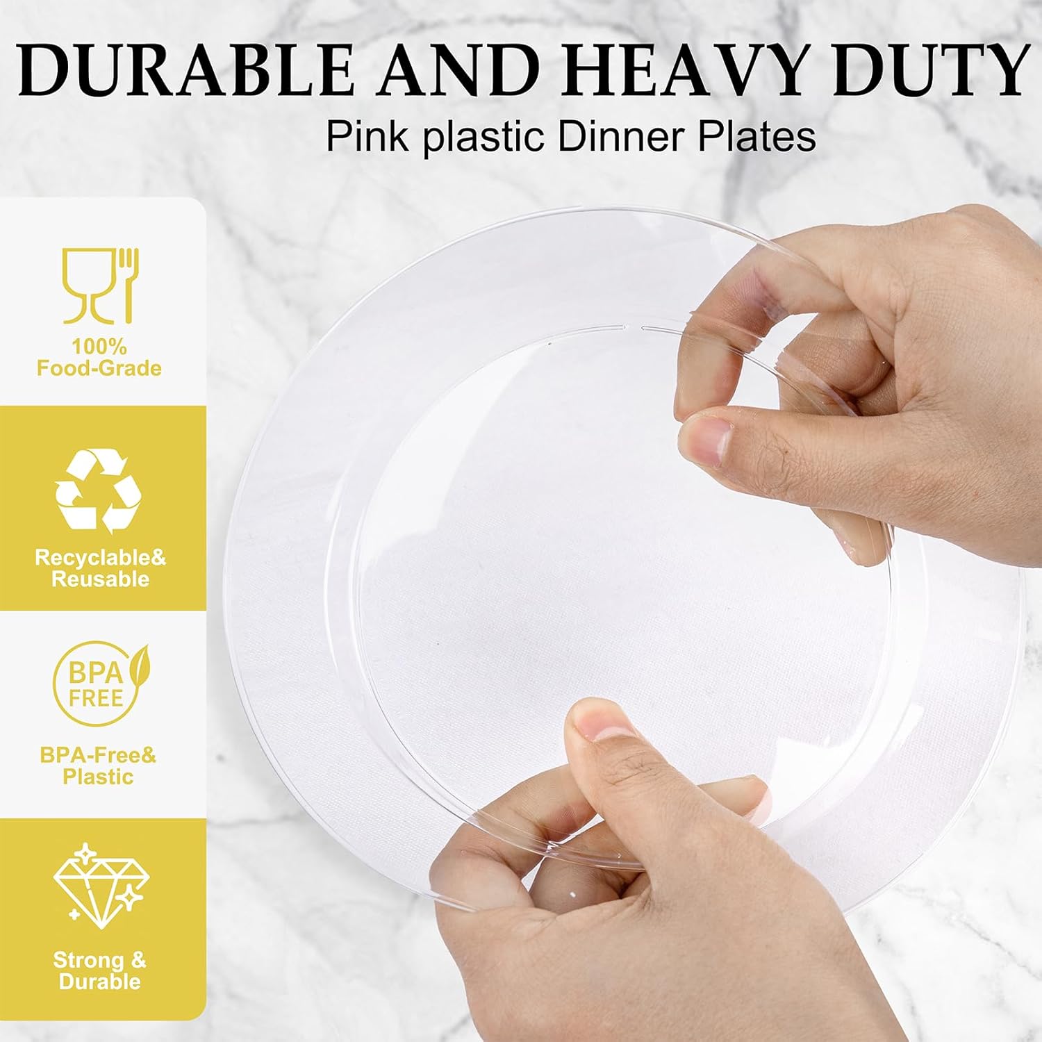 FLOWERCAT 200PCS Clear Plastic Plates for Parties