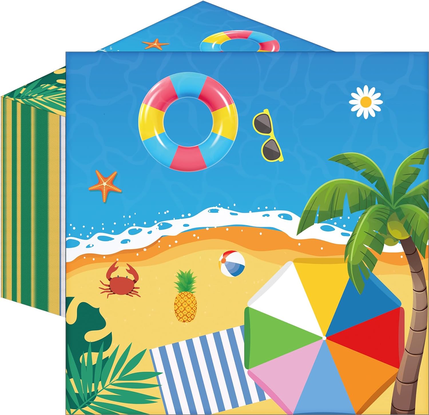 50 Count Summer Beach Paper Napkins with Tropical Design
