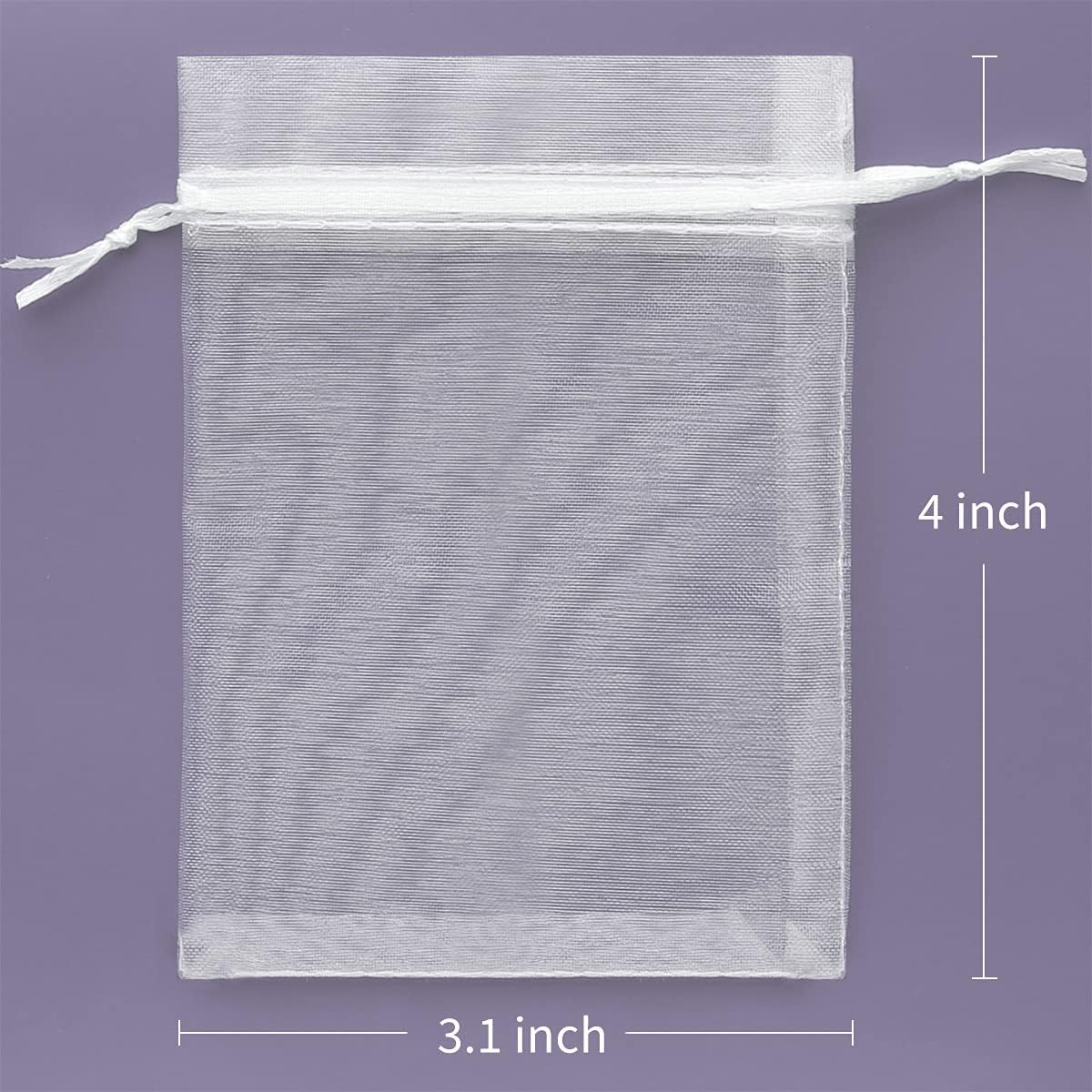 Akstore 50PCS Premium Sheer Organza Gift Bags White 3x4 Inch
